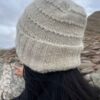 Back side view Beanie in natural cream